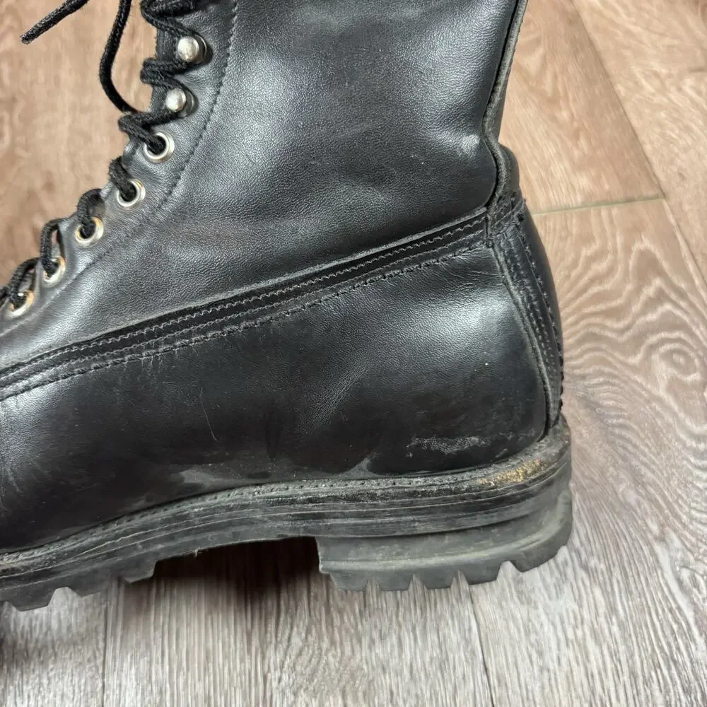 Black Leather Military Combat Boots Vibram Sole Lace Up Men’s US 8.5 D